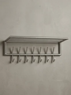 Wandgarderobe Metall Silber Modern 74,5x29x30 cm mit Ablage und Hutablage