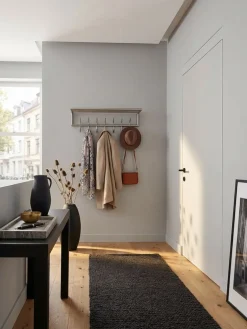 Wandgarderobe Metall Silber Modern 74,5x29x30 cm mit Ablage und Hutablage