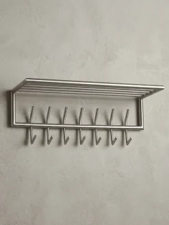 Wandgarderobe Metall Silber Modern 74,5x29x30 cm mit Ablage und Hutablage