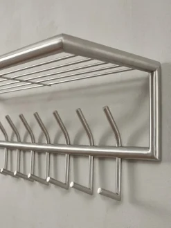 Wandgarderobe Metall Silber Modern 74,5x29x30 cm mit Ablage und Hutablage