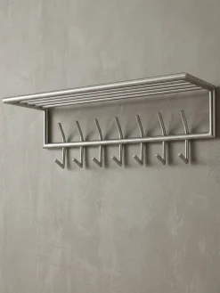 Wandgarderobe Metall Silber Modern 74,5x29x30 cm mit Ablage und Hutablage