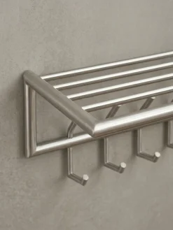 Wandgarderobe Metall Silber Modern 74,5x29x30 cm mit Ablage und Hutablage