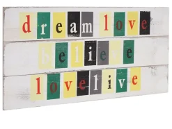 Wandschild Believe, Holzschild Dekoschild Schild, Shabby-Look Vintage mit 3 Haken 30x60cm