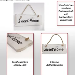Wandschild My Own Place, Dekoschild Holzschild, Shabby-Look 10x25x1cm ~ weiß