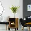 Wandspiegel Asymmetrisch Metall Schwarz 40x80 cm Moderner Rahmen