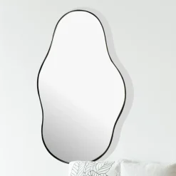 Wandspiegel Asymmetrisch Metall Schwarz 40x80 cm Moderner Rahmen