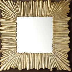 Wandspiegel FineBuy Flurspiegel Quadratisch 75 cm Spiegel Gold Hängespiegel