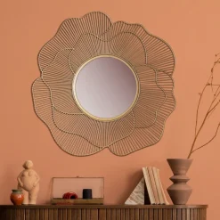 Wandspiegel FineBuy Flurspiegel Rose Metall 77 cm Spiegel Flur Hängespiegel