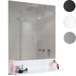 Wandspiegel mit Ablage MCW-B19, Badspiegel Badezimmer, hochglanz 75x60cm ~ weiß