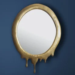Wandspiegel Oval Metall Gold 50x71 cm Modern
