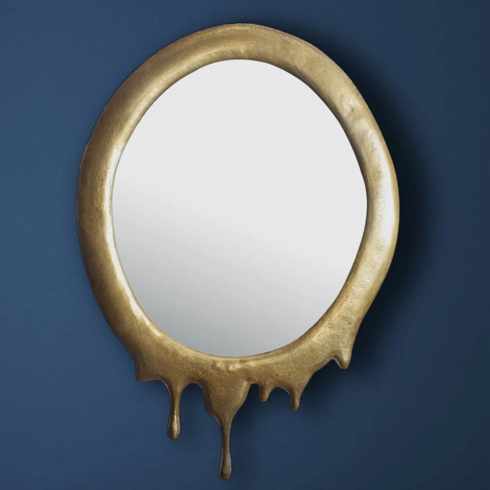 Wandspiegel Oval Metall Gold 50x71 cm Modern