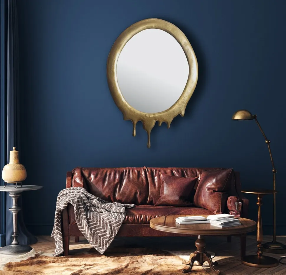 Wandspiegel Oval Metall Gold 50x71 cm Modern