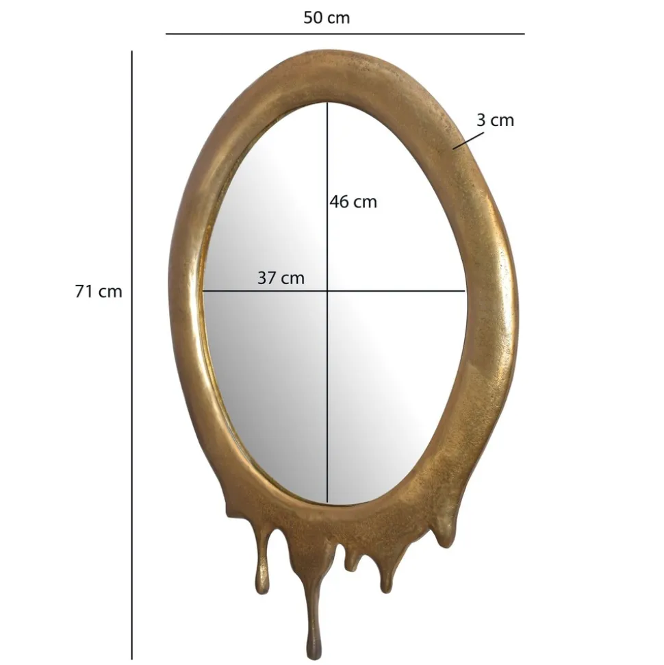 Wandspiegel Oval Metall Gold 50x71 cm Modern