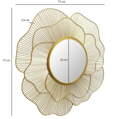 Wandspiegel Rund Metall Gold 77 cm Blütenform