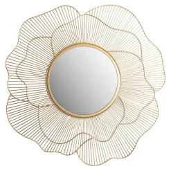 Wandspiegel Rund Metall Gold 77 cm Blütenform
