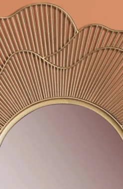 Wandspiegel Rund Metall Gold 77 cm Blütenform