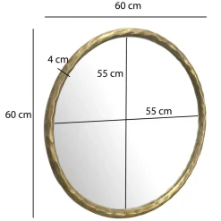 Wandspiegel Rund Metall Gold 60 cm Klassisches Design