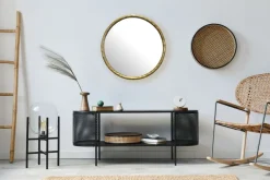 Wandspiegel Rund Metall Gold 60 cm Klassisches Design