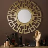 Wandspiegel Rund Metall Gold 60 cm Art déco Stil