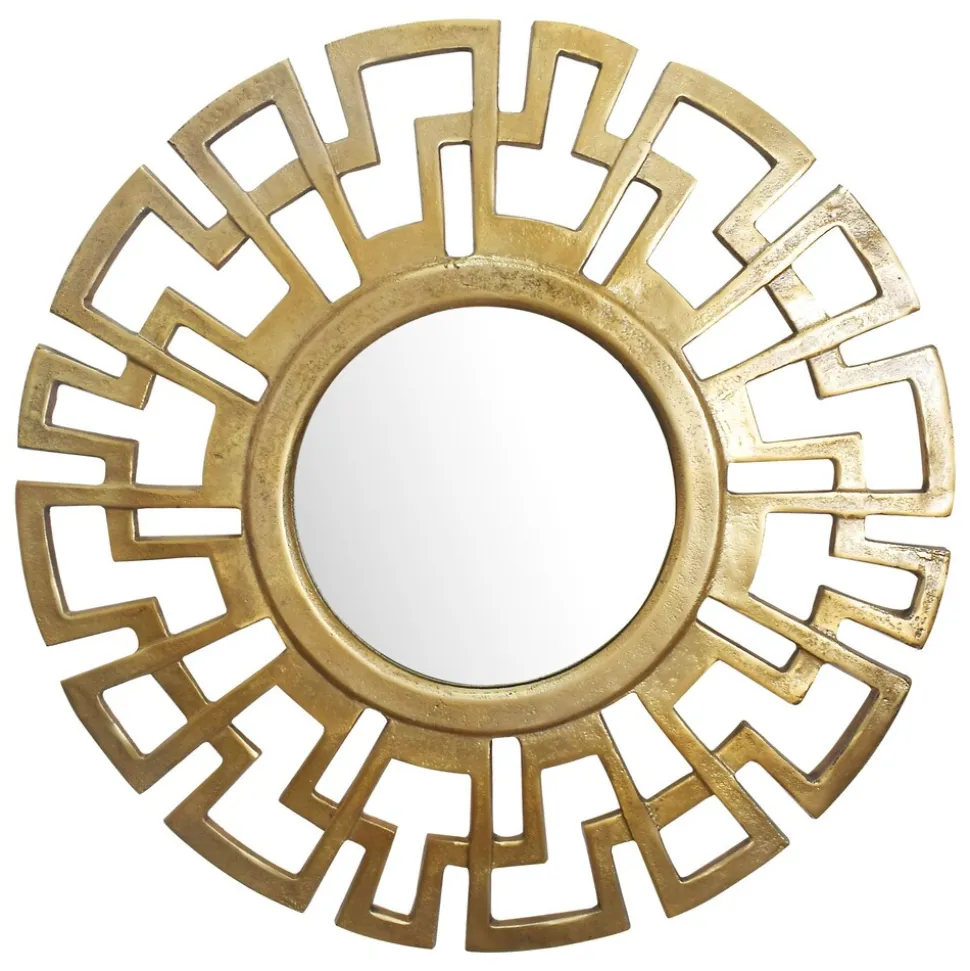 Wandspiegel Rund Metall Gold 60 cm Art déco Stil