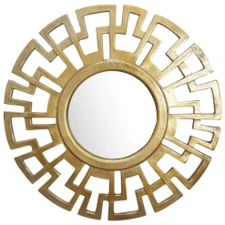 Wandspiegel Rund Metall Gold 60 cm Art déco Stil