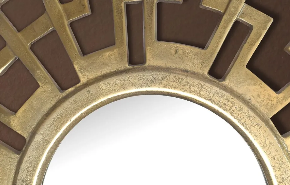 Wandspiegel Rund Metall Gold 60 cm Art déco Stil
