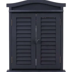Wandspiegel Spiegelfenster mit Fensterläden 53x42x5cm ~ dunkelgrau