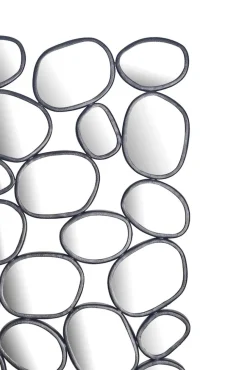 Wandspiegel 56x99 cm Glas Metallrahmen schwarz modern Design Tropfen Spiegel