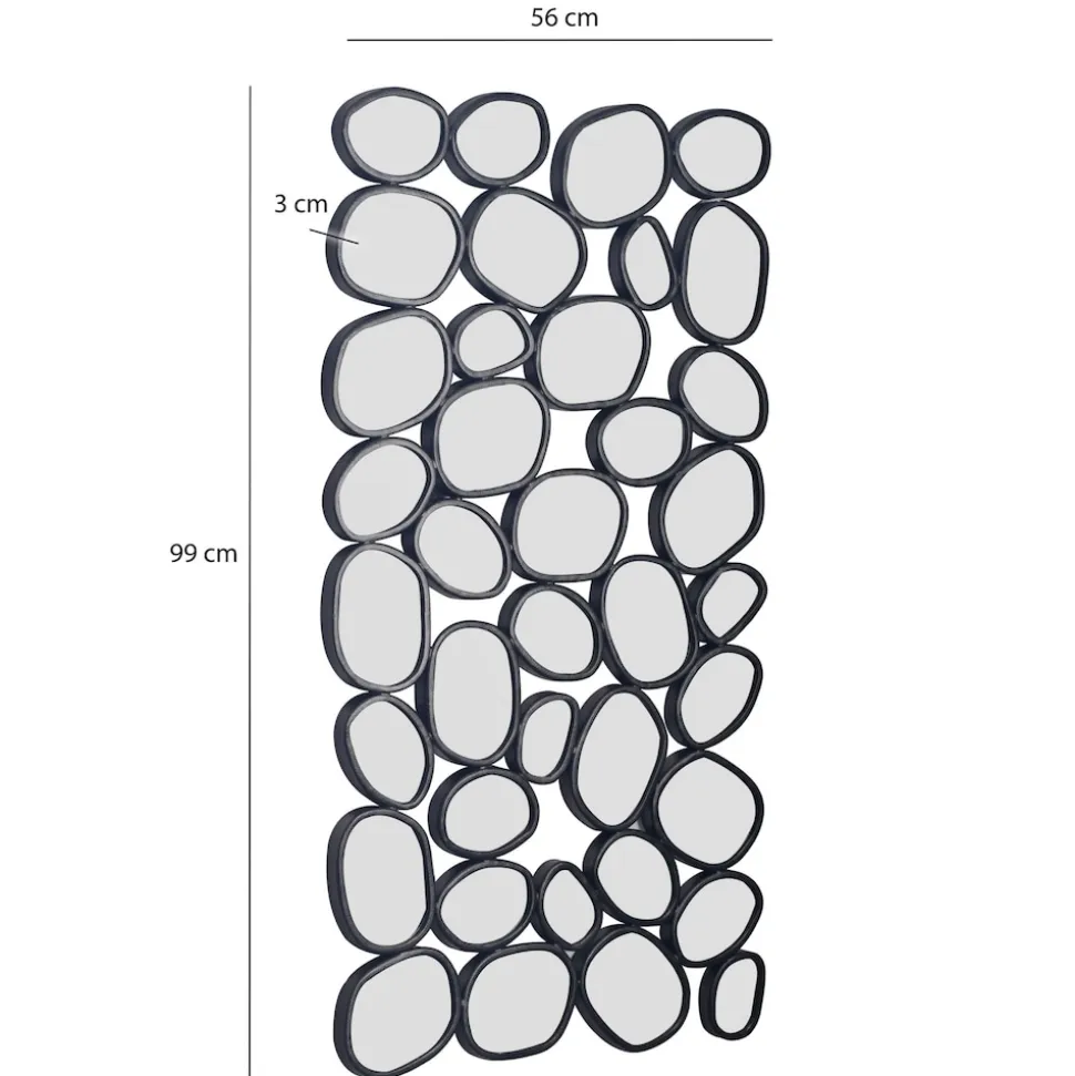 Wandspiegel 56x99 cm Glas Metallrahmen schwarz modern Design Tropfen Spiegel