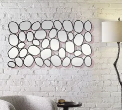 Wandspiegel 56x99 cm Glas Metallrahmen schwarz modern Design Tropfen Spiegel