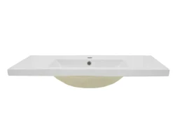 Waschbecken MCW-B19, Waschtisch Handwaschbecken Badezimmer Bad, Keramik eckig 81cm, weiß