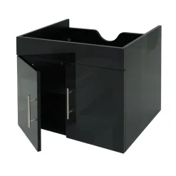 Waschbeckenunterschrank MCW-D16, Waschtischunterschrank Waschtisch Unterschrank Badmöbel, MVG hochglanz 60cm ~ schwarz