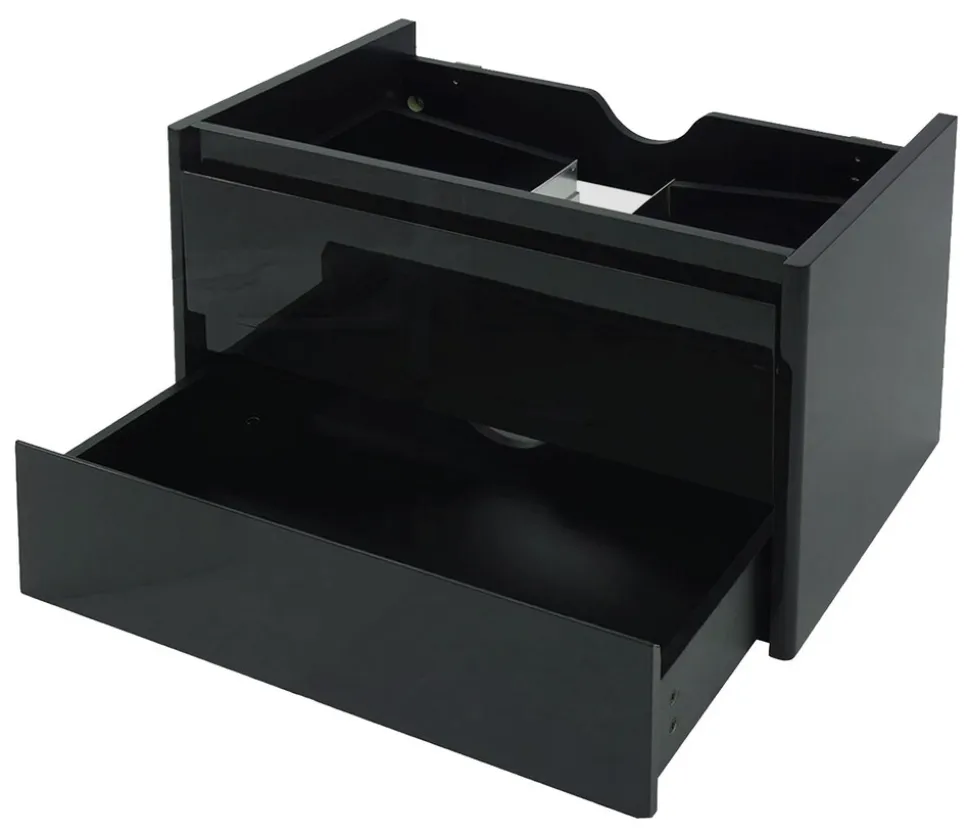 Waschbeckenunterschrank MCW-B19, Waschtischunterschrank Waschtisch Badezimmer, hochglanz Soft-Close 50x80cm ~ schwarz