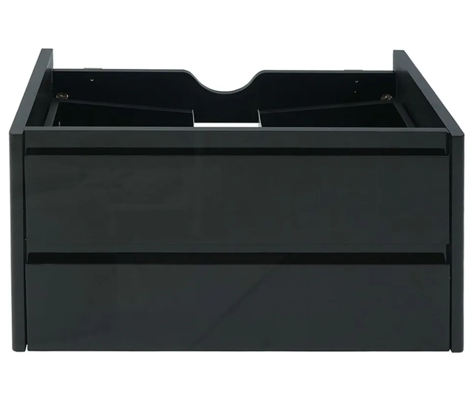 Waschbeckenunterschrank MCW-B19, Waschtischunterschrank Waschtisch Badezimmer, hochglanz Soft-Close 50x80cm ~ schwarz