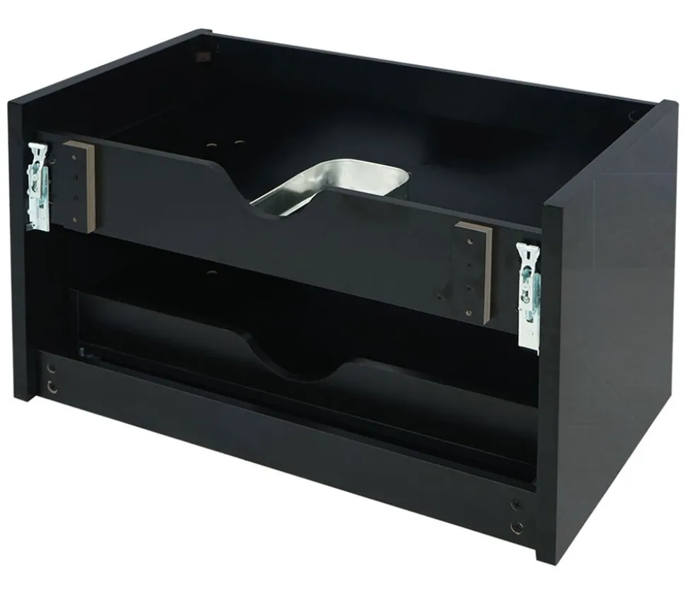 Waschbeckenunterschrank MCW-B19, Waschtischunterschrank Waschtisch Badezimmer, hochglanz Soft-Close 50x80cm ~ schwarz