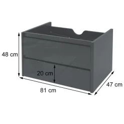 Waschbeckenunterschrank MCW-B19, Waschtischunterschrank Waschtisch Badezimmer, hochglanz Soft-Close 50x80cm ~ schwarz