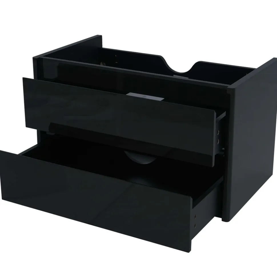 Waschbeckenunterschrank MCW-B19, Waschtischunterschrank Waschtisch Badezimmer, hochglanz Soft-Close 50x80cm ~ schwarz
