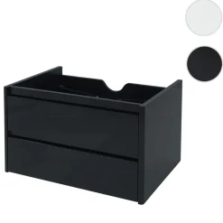 Waschbeckenunterschrank MCW-B19, Waschtischunterschrank Waschtisch Badezimmer, hochglanz Soft-Close 50x80cm ~ schwarz