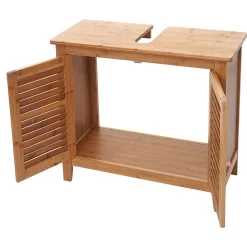 Waschbeckenunterschrank MCW-B18, Badezimmer Badschrank, Bambus ~ 60x67x30cm
