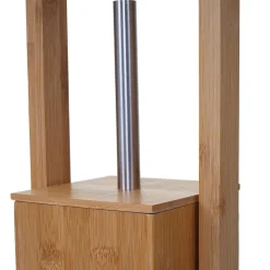 WC-Papierhalter MCW-B18, Klopapierhalter Toilettenrollenhalter Toilettenbürste, Bambus