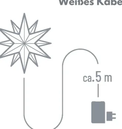 Weihnachtsstern LED Dekostern 25cm Weiss für AUSSEN Kabel mit Trafo 3D Stern 18 Zackig Leuchtstern Weihnachtslicht Winterbeleuchtung 3D Stern Weihnachtslicht Xmas Lights