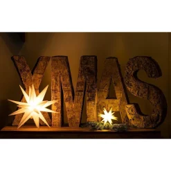 Weihnachtsstern LED Dekostern 25cm Weiss für AUSSEN Kabel mit Trafo 3D Stern 18 Zackig Leuchtstern Weihnachtslicht Winterbeleuchtung 3D Stern Weihnachtslicht Xmas Lights
