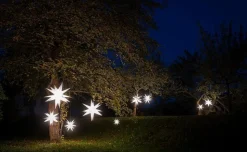 Weihnachtsstern LED Dekostern 25cm Weiss für AUSSEN Kabel mit Trafo 3D Stern 18 Zackig Leuchtstern Weihnachtslicht Winterbeleuchtung 3D Stern Weihnachtslicht Xmas Lights