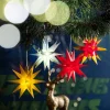 Weihnachtsstern LED Dekostern Klein 12cm ROT mit FERNBEDIENUNG und Batteriefach für 3 AA Batterien 6h Timer INNENRAUM DEKO 3D Stern 18 Zackig Leuchtstern LED Weihnachtsstern beleuchtet