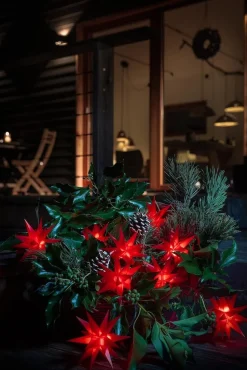 Weihnachtsstern LED Dekostern Klein 12cm ROT mit FERNBEDIENUNG und Batteriefach für 3 AA Batterien 6h Timer INNENRAUM DEKO 3D Stern 18 Zackig Leuchtstern LED Weihnachtsstern beleuchtet