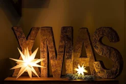 Weihnachtsstern LED Dekostern Klein 12cm ROT mit FERNBEDIENUNG und Batteriefach für 3 AA Batterien 6h Timer INNENRAUM DEKO 3D Stern 18 Zackig Leuchtstern LED Weihnachtsstern beleuchtet