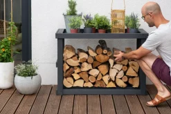 Westmann Holz Kaminholzregal Stephan | Anthrazit | 52x108x74 cm