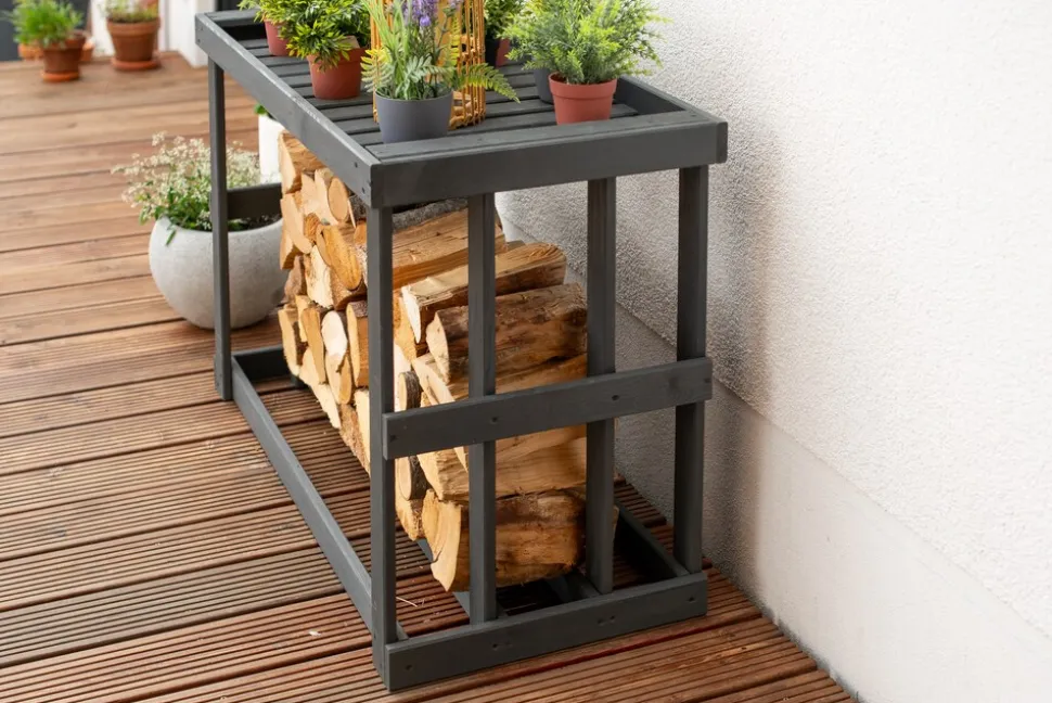 Westmann Holz Kaminholzregal Stephan | Anthrazit | 52x108x74 cm