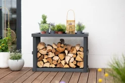 Westmann Holz Kaminholzregal Stephan | Anthrazit | 52x108x74 cm