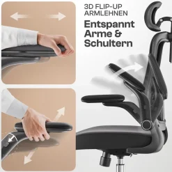 WINTONCOVE Gawain Bürostuhl Ergonomisch – Schwarz